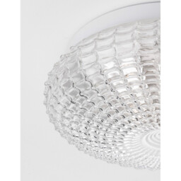 Clam 2 Light Bathroom Ceiling Light Clear Glass White Metal LED E27 IP44 - thumbnail 3