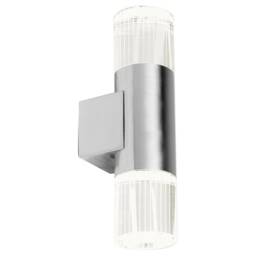 Grant 2 Light Outdoor Wall Light Polished Stainless Steel with Crystal IP44