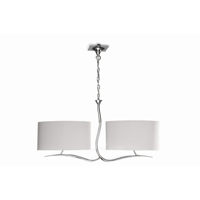 Eve Linear Pendant 2 Arm 4 Light E27, Polished Chrome With Spanish Corrugated White Oval Shades - image 1