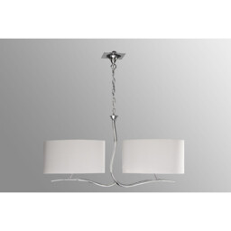 Eve Linear Pendant 2 Arm 4 Light E27, Polished Chrome With Spanish Corrugated White Oval Shades - thumbnail 2