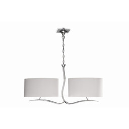 Eve Linear Pendant 2 Arm 4 Light E27, Polished Chrome With Spanish Corrugated White Oval Shades