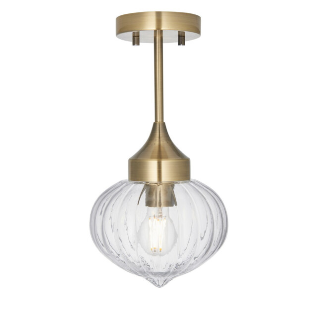 Addington Classic Semi Flush Light Polished Nickel, Clear Ribbed Glass Shade - image 1