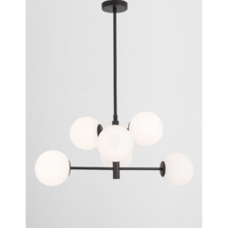 Impero 6 Light Globe Pendant Ceiling Light White Frosted Glass Black Metal LED E14 - thumbnail 5