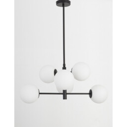 Impero 6 Light Globe Pendant Ceiling Light White Frosted Glass Black Metal LED E14 - thumbnail 3