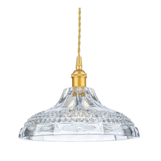 Wilshire Dome Pendant Light Satin Gold with Decorative Glass