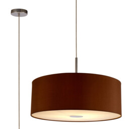 Baymont Polished Chrome E27 Single Pendant With 60cm x 22cm Dual Faux Silk Shade, Raw Cocoa/Grecian Bronze