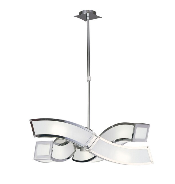 Duna E27 Ceiling Pendant 3 Arm 6 Light E27, Polished Chrome, White Acrylic - image 1
