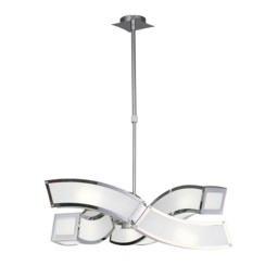 Duna E27 Ceiling Pendant 3 Arm 6 Light E27, Polished Chrome, White Acrylic - thumbnail 1