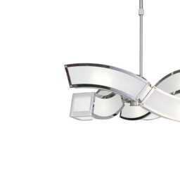 Duna E27 Ceiling Pendant 3 Arm 6 Light E27, Polished Chrome, White Acrylic - thumbnail 5