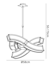 Duna E27 Ceiling Pendant 3 Arm 6 Light E27, Polished Chrome, White Acrylic - thumbnail 2
