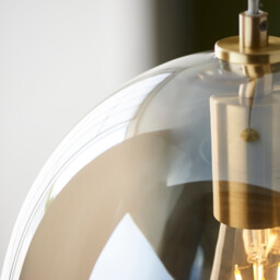 Kelda Oval Dome Pendant Ceiling Light Satin Brass Plate, Champagne Lustre Glass, 1x E27 - thumbnail 5