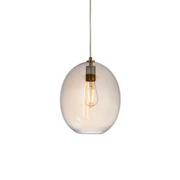 Kelda Oval Dome Pendant Ceiling Light Satin Brass Plate, Champagne Lustre Glass, 1x E27 - thumbnail 1