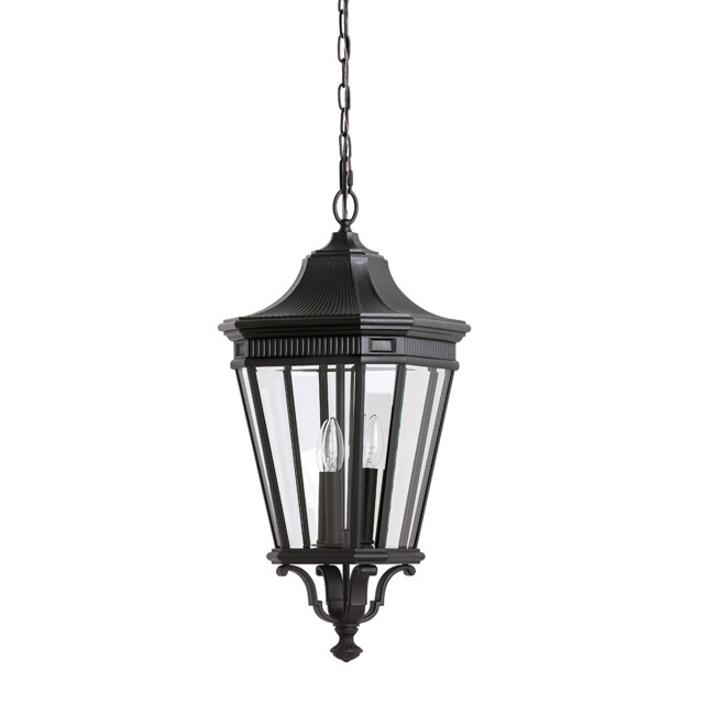 Cotswold Lane 3 Light Large Outdoor Ceiling Chain Lantern Black, E14 - image 1