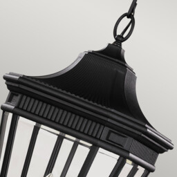 Cotswold Lane 3 Light Large Outdoor Ceiling Chain Lantern Black, E14 - thumbnail 3