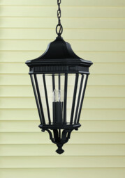 Cotswold Lane 3 Light Large Outdoor Ceiling Chain Lantern Black, E14 - thumbnail 2