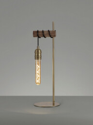 Hampton Table Lamp, 1 x E27, Medium Oak, Antique Brass - thumbnail 3