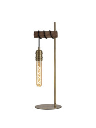Hampton Table Lamp, 1 x E27, Medium Oak, Antique Brass - thumbnail 1