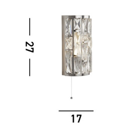 Bijou 2 Light Chrome Wall Light with Crystal Glass - thumbnail 3