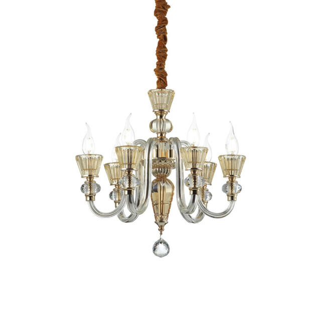 Strauss 6 Light Chandelier Rose Gold Finish, E14