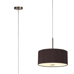Baymont Satin Nickel 5 Light E27 Single Pendant With 40cm x 18cm Dual Faux Silk Shade, Black/Green Olive