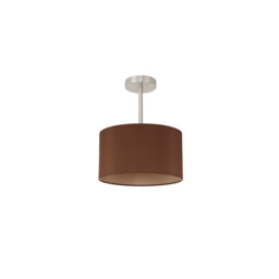 Baymont Satin Nickel E27 Semi Flush With 30cm x 17cm Dual Faux Silk Shade, Raw Cocoa/Grecian Bronze - thumbnail 5