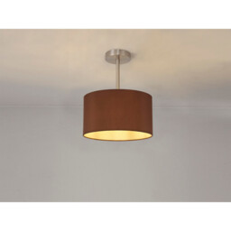 Baymont Satin Nickel E27 Semi Flush With 30cm x 17cm Dual Faux Silk Shade, Raw Cocoa/Grecian Bronze - thumbnail 2