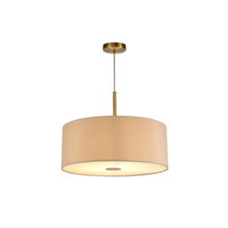 Baymont Antique Brass E27 Single Pendant With 50cm x 20cm Dual Faux Silk Shade, Nude Beige/Moonlight - thumbnail 5