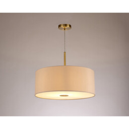 Baymont Antique Brass E27 Single Pendant With 50cm x 20cm Dual Faux Silk Shade, Nude Beige/Moonlight - thumbnail 2