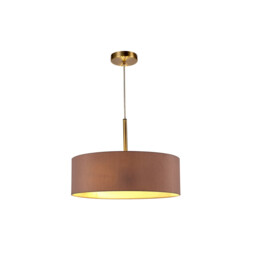 Baymont Antique Brass 3 Light E27 Single Pendant, With 45cm x 15cm Dual Faux Silk Shade, Taupe/Halo Gold - thumbnail 5