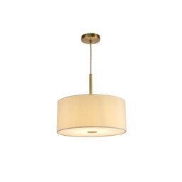 Baymont Antique Brass E27 Single Pendant With 40cm x 18cm Faux Silk Shade, Ivory Pearl/White Laminate - thumbnail 5