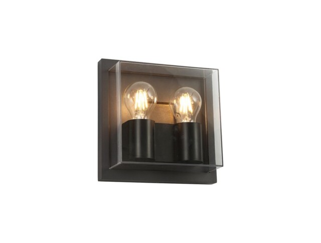 Providence Flush Wall Lamp, 2 x E27, IP65, Anthracite, Clear PC - image 1
