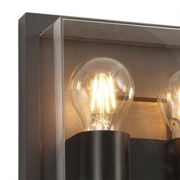 Providence Flush Wall Lamp, 2 x E27, IP65, Anthracite, Clear PC - thumbnail 5