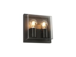 Providence Flush Wall Lamp, 2 x E27, IP65, Anthracite, Clear PC