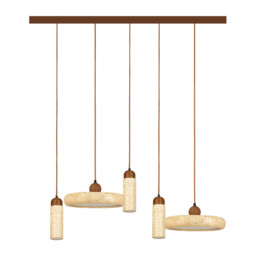 Valtia Bar Pendant Ceiling Light Natural Stone-Brown Wood LED 3000K