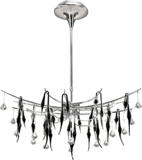 Cygnet Ceiling Pendant Oval 11 Light Polished Chrome, Black Glass, Crystal - image 1