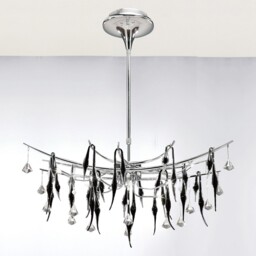 Cygnet Ceiling Pendant Oval 11 Light Polished Chrome, Black Glass, Crystal - thumbnail 2