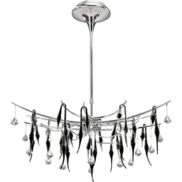 Cygnet Ceiling Pendant Oval 11 Light Polished Chrome, Black Glass, Crystal - thumbnail 5