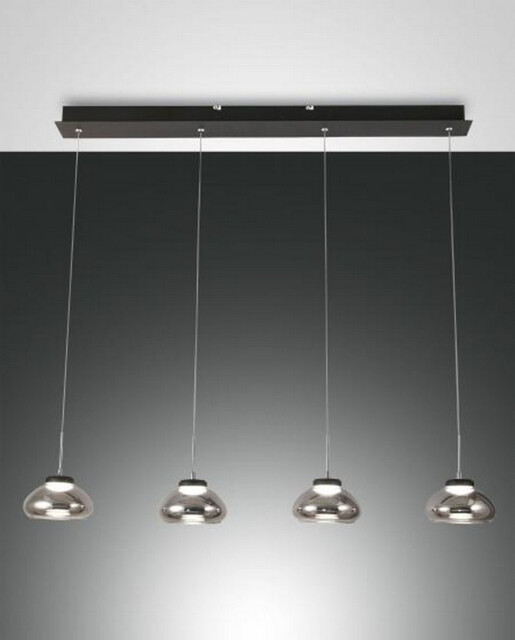 Arabella LED Straight Bar Pendant Ceiling Light Transparent Grey Glass - image 1