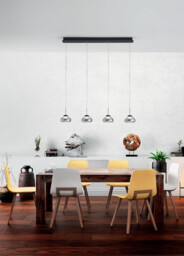 Arabella LED Straight Bar Pendant Ceiling Light Transparent Grey Glass - thumbnail 2
