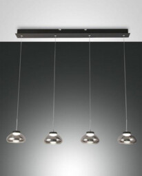 Arabella LED Straight Bar Pendant Ceiling Light Transparent Grey Glass