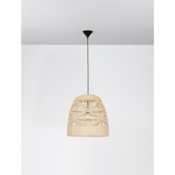 Marlo 46cm Dome Pendant Ceiling Light Natural Rattan Black Fabric Wire, Base LED E27 - thumbnail 5