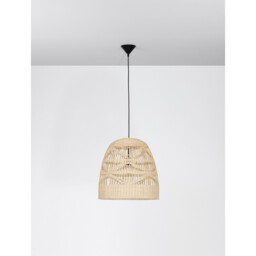 Marlo 46cm Dome Pendant Ceiling Light Natural Rattan Black Fabric Wire, Base LED E27 - thumbnail 3