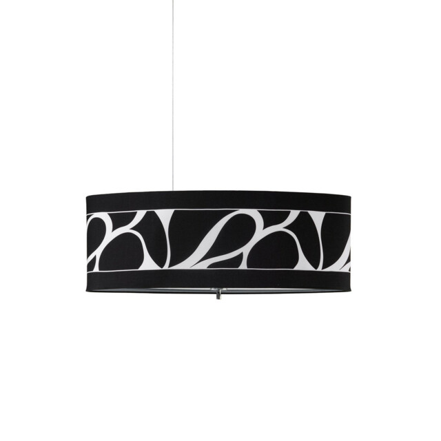 Manhattan Linear Pendant Large 3 Light L1, SGU10, Polished Chrome, Frosted Glass With Black Patterned Shade - image 1
