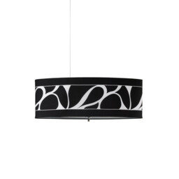 Manhattan Linear Pendant Large 3 Light L1, SGU10, Polished Chrome, Frosted Glass With Black Patterned Shade - thumbnail 1