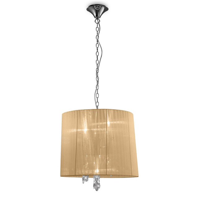 Tiffany Pendant 3+3 Light E14+G9, Polished Chrome With Soft Bronze Shade & Clear Crystal - image 1