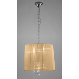 Tiffany Pendant 3+3 Light E14+G9, Polished Chrome With Soft Bronze Shade & Clear Crystal - thumbnail 2