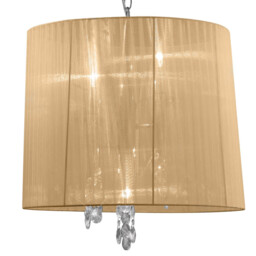 Tiffany Pendant 3+3 Light E14+G9, Polished Chrome With Soft Bronze Shade & Clear Crystal - thumbnail 5