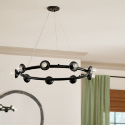 Kichler Palta Cylindrical Pendant Ceiling Light Contemporary Satin Black 9x E14 - thumbnail 2