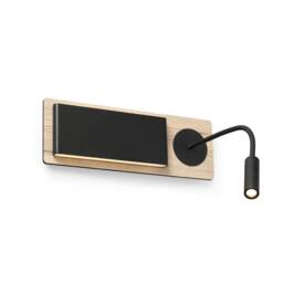 Mood Wood Wall Lamp Black With Reader 2x 3W