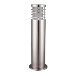 Louvre 1 Light Outdoor Bollard Light Satin Silver IP44, E27 - thumbnail 2